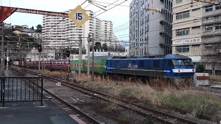 【2024/03/11・東海道線を走る貨物列車】71レ(下り 東京タ→新居浜・EF210牽引) 熱海駅2番線を通過