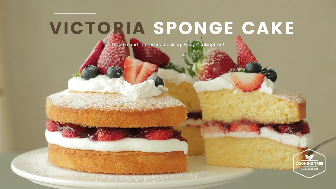 ⁣빅토리아👑 스펀지 케이크 만들기 : Victoria Sponge Cake Recipe : ヴィクトリアスポンジケーキ | Cooking tree