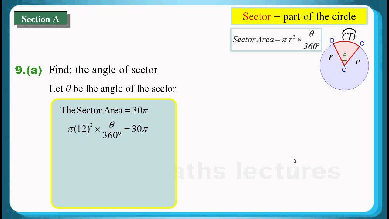 Hkdse 15 Maths Core Paper 1 Q09 Sector Area 扇形面積 Arc Length 弧長 Youtube