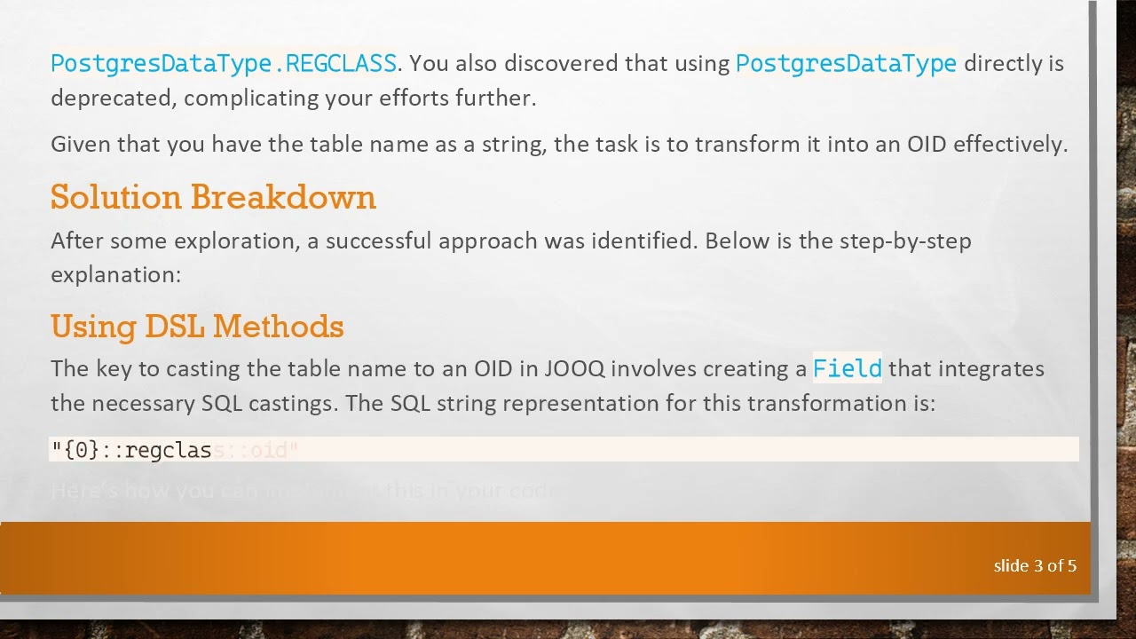 How to Cast Table Name to OID in JOOQ?