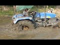 Two tractor heavy weight tree pulling || One tractor heavy weight tree pulling time stuck in mud.
