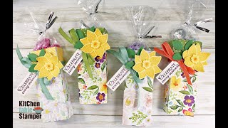 Stampin' Up! Pop of Petals Daffodil Treat Box Tutorial with Kitchen Table Stamper