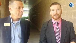 Volusia Schools area superintendent Gary Marks and assistant director of assessments Eric Holland ta