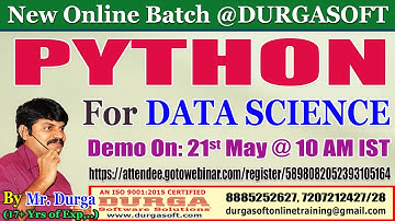 PYTHON For DATA SCIENCE Online Training @ DURGASOFT