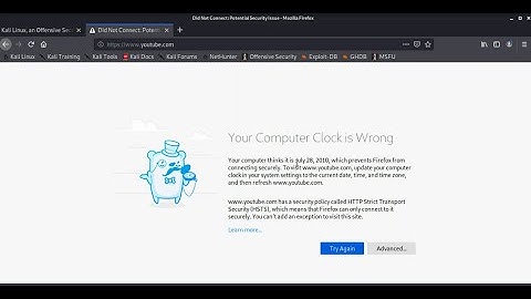Problem KaliLinux Live- Your computer Clock is Wrong in Web Browser