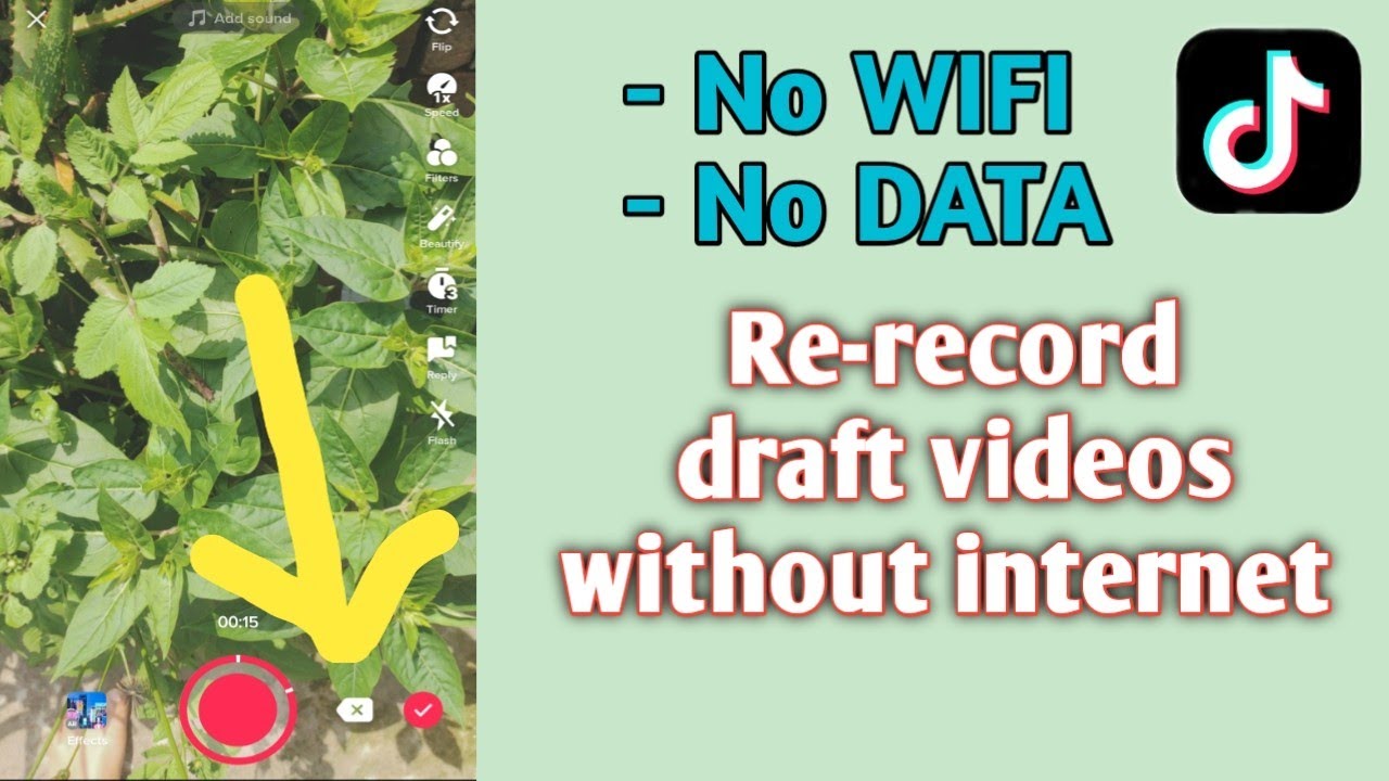 How to re-record your draft videos in tiktok without internet // Offline video record in tiktok