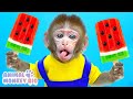 Macaco Rio faz picolé de melancia gigante e bebe Coca Fanta Pepsi | Animal Monkey Rio