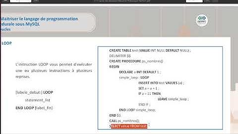 Gestion des Données (Vidéo 22) : La boucle loop / Leave Loop