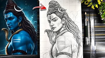 Lord Shiva Drawing Step By Step, Mahadev Drawing, Sawan Special Bholenath Drawing, Outline Tutorial