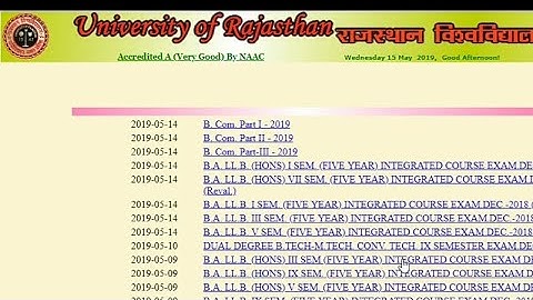 Rajasthan University B.com All Part Result 2019