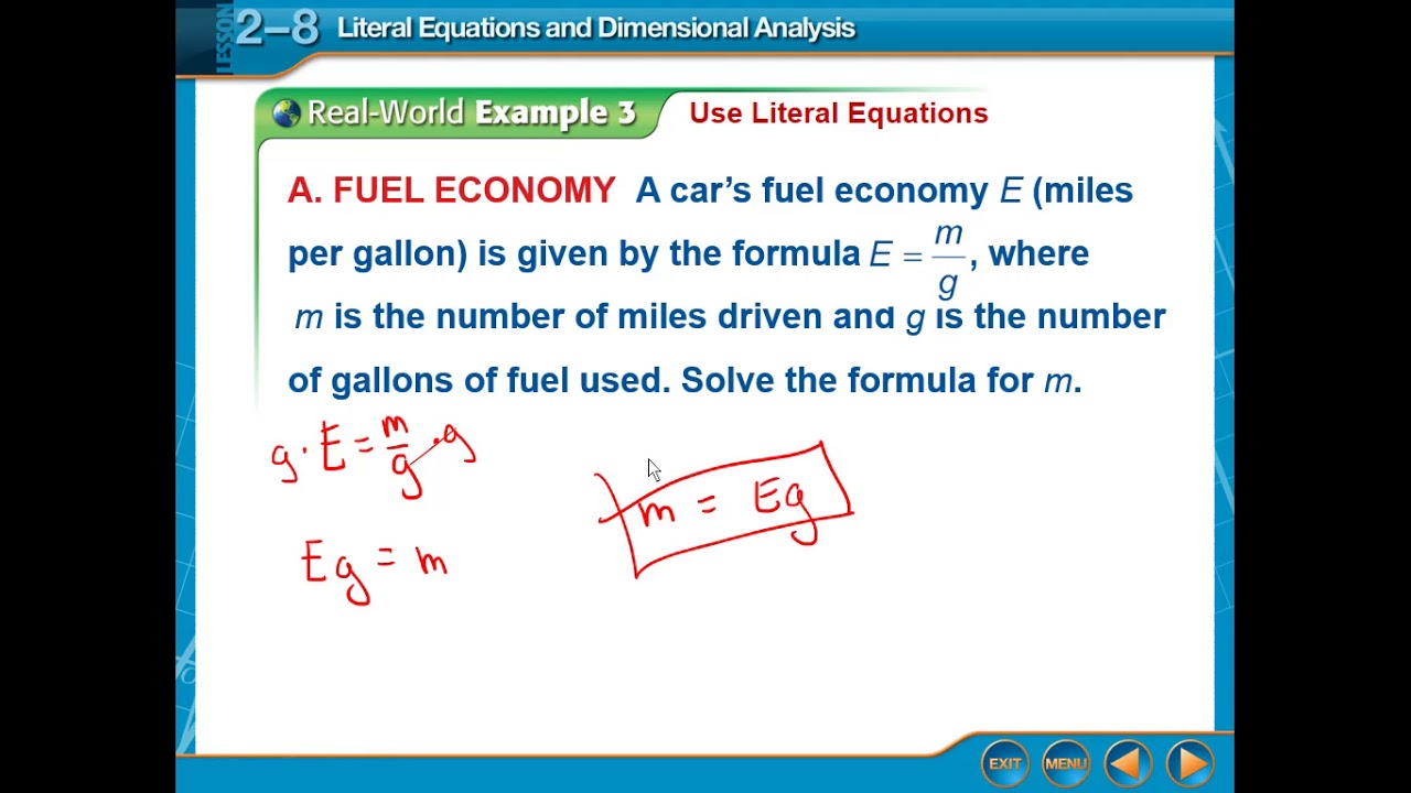 2.8 Literal Equations and Dimensional Analysis YouTube
