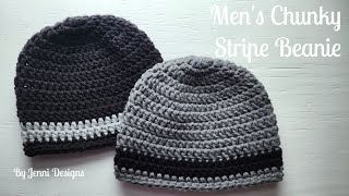 Crochet Pattern Tutorial: Men's Chunky Stripe Beanie