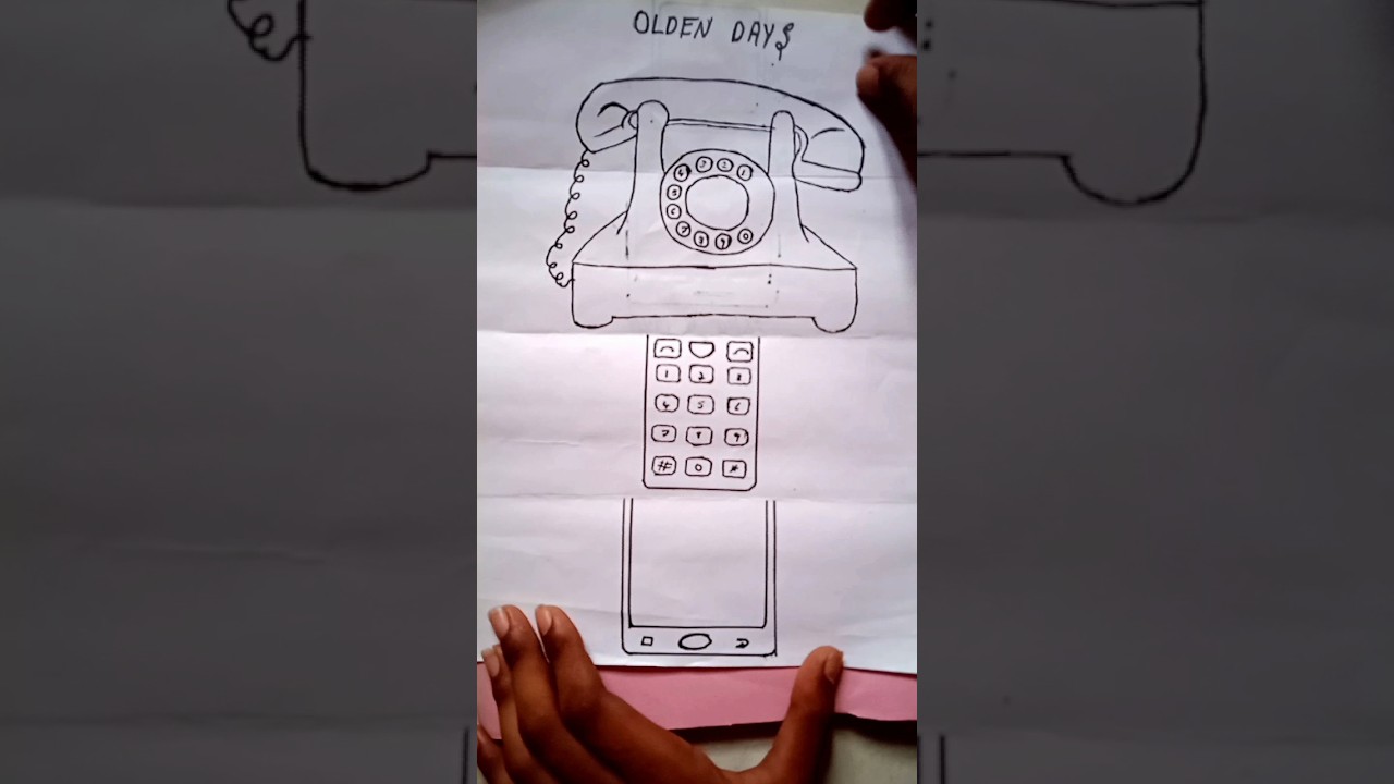 ##... beautiful sketch of mobil phone... olden days to now a days phone....