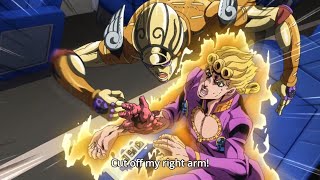 Giorno lost both hands when attacked by Carne's Stand - ジョルノはカルネのスタンドの攻撃を受けて両手を失った