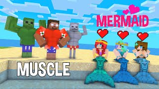 Monster School :Cute Body Builder Mermaid Challenge - Minecraft Animation