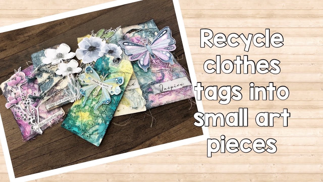 Recycle clothes tags into small art pieces - mixed media style