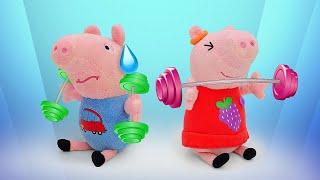 George y Peppa Pig hacen deporte. Juguetes infantiles. Youtube para niños