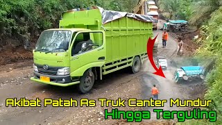 Mengerikan|| Truk Canter Muatan Batu Bara Patah As, Mundur Dengan Kecepatan Tinggi Hingga Terguling