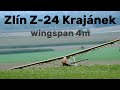 Zlin z24 krajanek  4m scale rc glider  4k  hat 2023