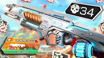 NEW UNLIMITED CHARGED RAMPAGE IS BROKEN - 34 KILLS IN ONE GAME (Apex Legends Gameplay)