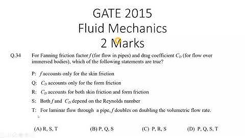 GATE 2015  fluid mechanics | Chemical engineering (CH) | #GATE2022 |#GATEchemicalengineering