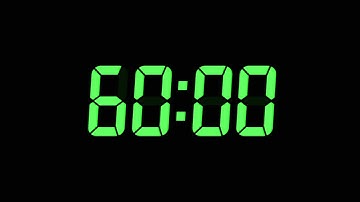 60 Seconds Digital Countdown Timer | Black Background | Green Text | No Sounds