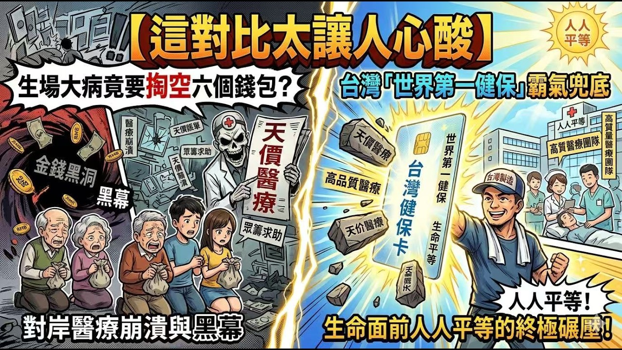 【這對比太讓人心酸！】生場大病竟要掏空六個錢包？直擊對岸醫療崩潰與黑幕，看台灣「世界第一健保」如何霸氣兜底，生命面前人人平等的終極碾壓！ 縮圖