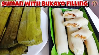 How To Make Suman with Bukayo Filling?Suman gamit Glutinous Rice Flour/Glutinous Rice Recipe/Kakanin Resimi