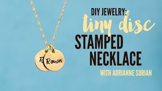 Hand Stamped Jewelry | Tiny Brass Disc Charm Necklace