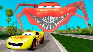 Super Giant Lightning McQueen Spider Eater VS Lightning McQueen | Escape From The Beamng Drive #139 screenshot 3