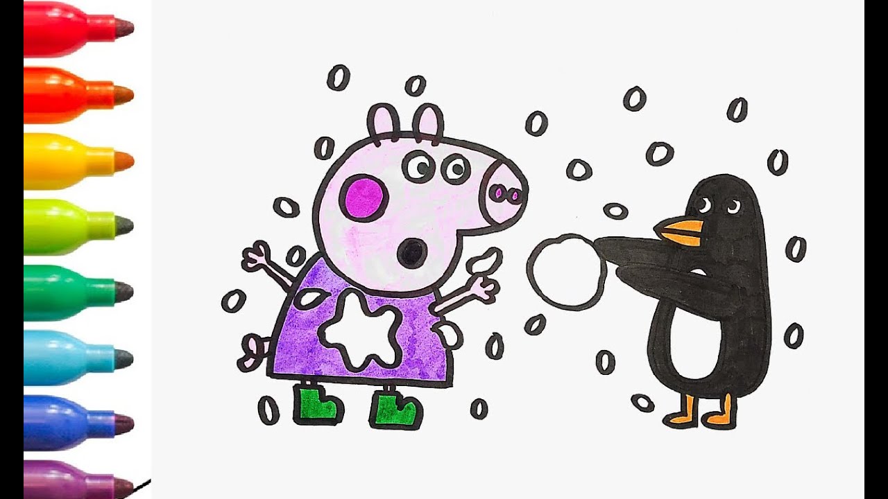 Peppa Pig Plays with Penguins Drawing Peppa Pig How to draw YouTube