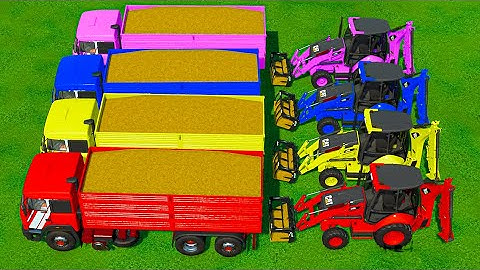 Transport With Colors - HAY WORK with JCB BACKHOE LOADERS - Farming Simulator 22