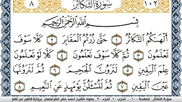 سورة التكاثر احمد الطرابلسي Surah Al Takathor برواية قالون عن نافع