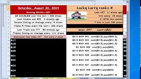 EXCEL at OHIO Pick Three lottery Numbers