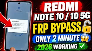 🔥 Redmi Note 10 / Note 10 5G FRP Bypass 2026 Latest Method ✅Google Account Unlock | 100% Working 😱