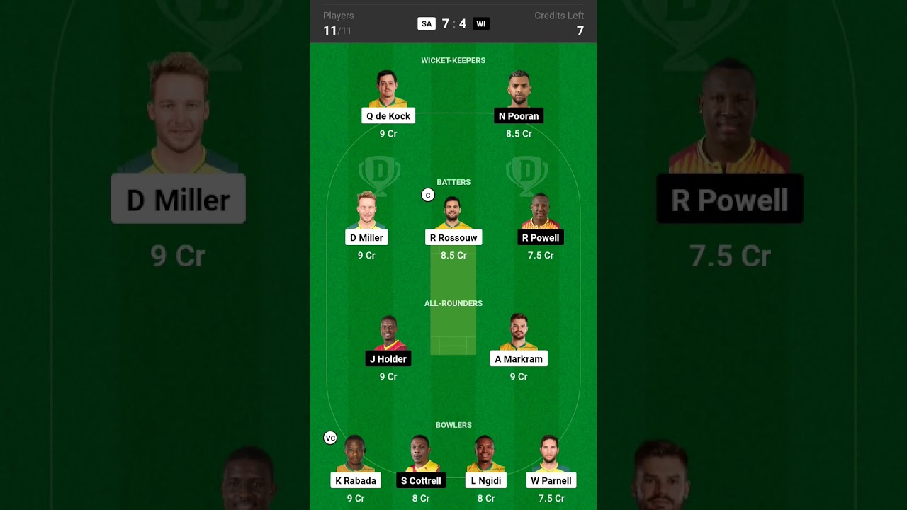wi vs sa dream11, sa vs wi 1st t20 dream11, west indies vs south africa dream11 team prediction