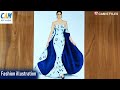 How to draw a girl in a dress / Fashion illustration drawing / Fashion design Illustration