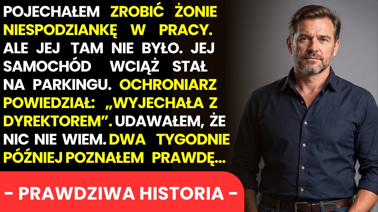 Zadzwoniłem do niej z zapytaniem, o której kończy pracę, a ona powiedziała, że zostanie do późna, bo ma ważne zebranie zarządu. Kupiłem jej ulubione danie i pojechałem pod biurowiec, żeby zrobić...