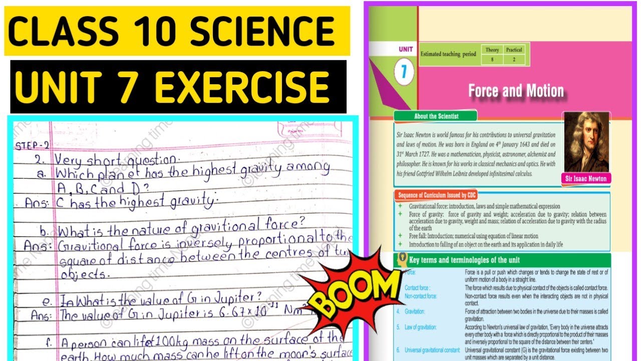 Class 10 science unit 7 force and motion exercise in English 2081 - YouTube