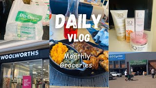 Vlog| Monthly groceries, New foundation, Dischem haul, Garnier review, Skincare