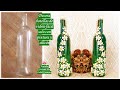 Mira como transformo una botella de vidrio fácil y con pocos materiales Glass bottle decoration