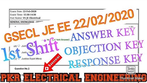 GSECL JE | Electrical Engineering | 22 Feb 2020 | 1st Shift | Answer Key | WITH ANSWERS | Must watch