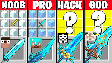 Minecraft Battle: MAGIC FROZEN SWORD CRAFTING CHALLENGE NOOB vs PRO vs HACKER vs GOD Funny Animation