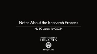 Notes About the Research Process