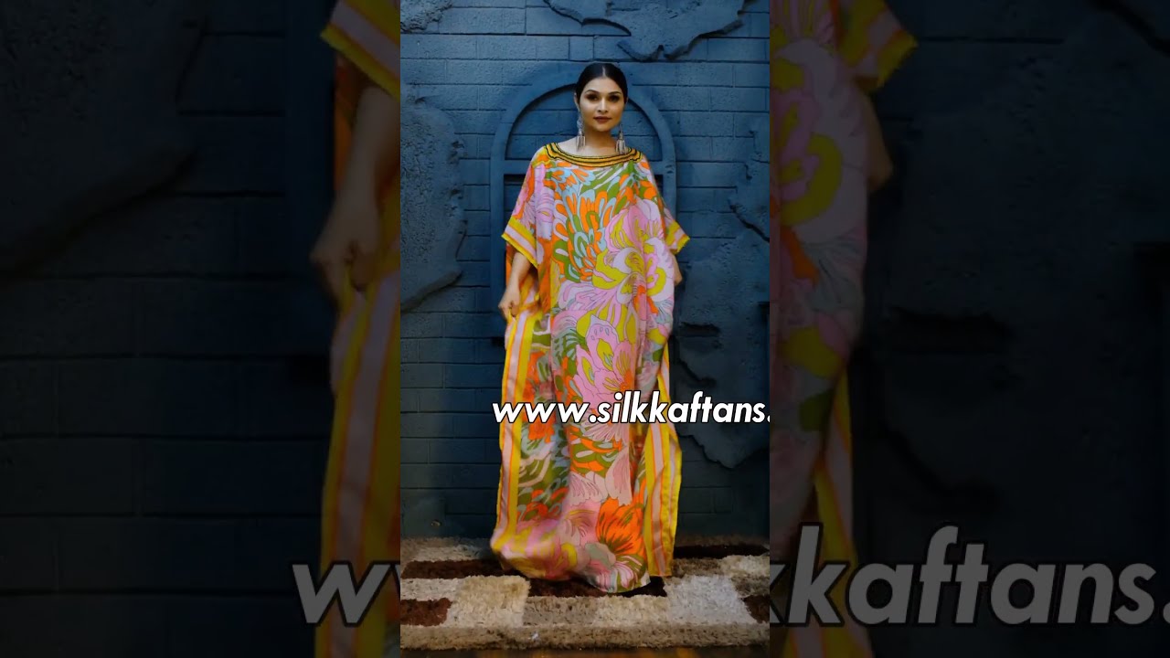 Full length silk kaftans New Kaftan Long Kaftans, Beaded Silk caftans, Beautiful Dress