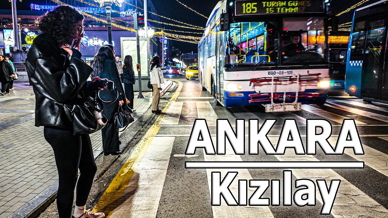 Kızılay Gece Yürüyüş Turu | 4K Night Walk in the Heart of Ankara