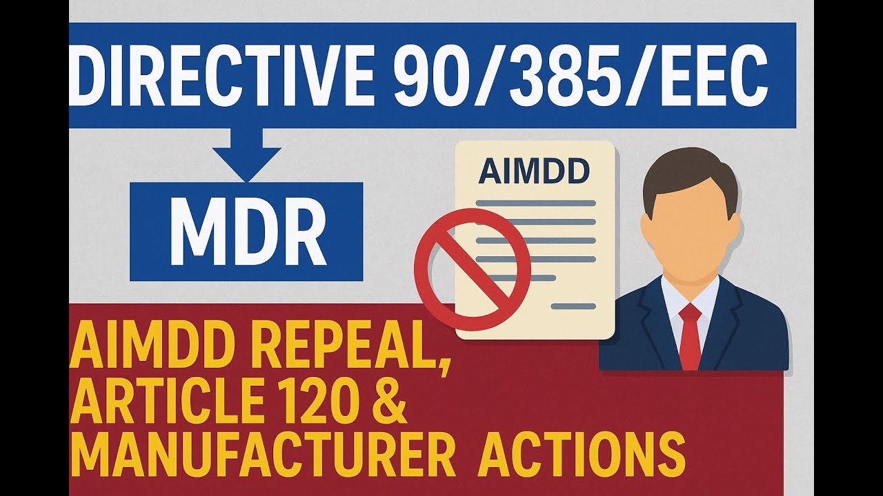 Directive 90/385/EEC → MDR: AIMDD Repeal, Article 120 & Manufacturer Actions | Dr. Ashish Jha