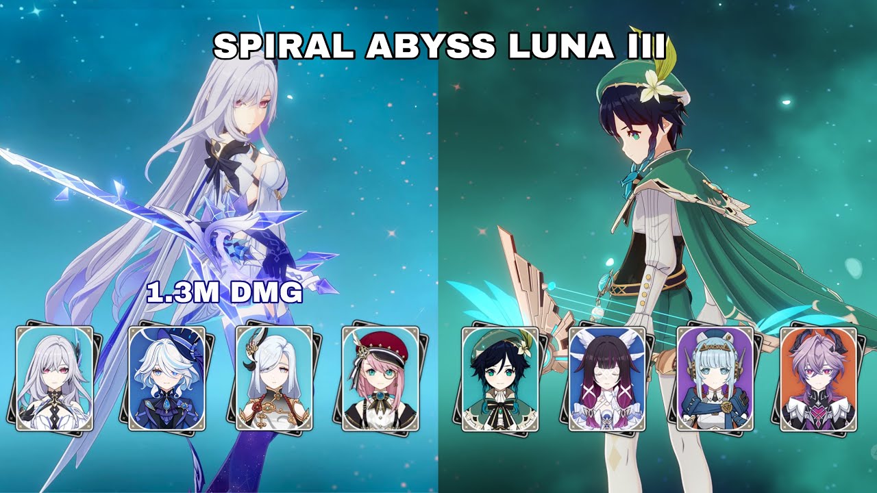 C0 R1 Skirk Hypercarry & C0 R1 Venti Lunar Charged | Spiral Abyss Luna III