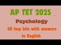 AP TET 2025 psychology imp bits with answers in English #psychology #aptet