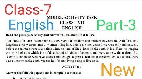 Model Activity Task English Class 7. New #Newquestion #Part3 #model_activity_task #class7 #wbbse